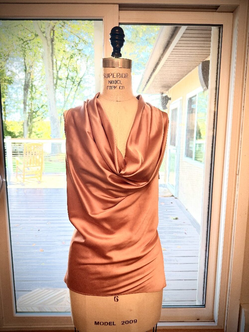 Boston Proper Marilyn Cowl Neck Charmeuse Dusty Rose M
